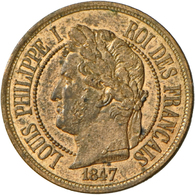 05109 Frankreich: Königreich 1815-1847: Louis-Philippe I., Essai De Deux Centimes A La Charte, 1847 Paris. Bronze, Durch - Autres & Non Classés