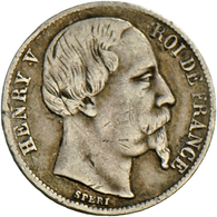 05117 Frankreich: Zweite Republik:  Henri V, Prätendent (*1820, †1883), 1/2 Franc 1858 A, Paris. Durchmesser 18,3 - Autres & Non Classés