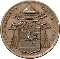 05131 Italien: Kirchenstaat: Sedisvakanz 1830, Bronzemedaille 1830, Stempel Von Nicola Cerbara, Ausgegeben Von Kardinal - 1900-1946 : Vittorio Emanuele III & Umberto II