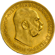 05144 Österreich - Anlagegold: Franz Joseph I. 1848-1916: 10 Kronen 1912 (NP), Jaeger 386, Vorzüglich-Stempelglanz. - Oesterreich