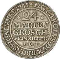 05241 Altdeutschland Und RDR Bis 1800: Braunschweig-Wolfenbüttel, Karl I. 1735-1780: 24 Mariengroschen Feinsilber 1745 I - Other & Unclassified