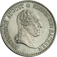 05346 Sachsen: Friedrich August I. 1806-1827: 1/6 Taler 1827, Auf Seinen Tod, AKS 57, Jaeger 43, Min. Justiert, Vorzügli - Autres & Non Classés