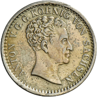 05347 Sachsen: Anton 1827-1836: 1/6 Taler 1828, AKS 73, Jaeger 51, Selten, Kl. Randfehler, Kratzer U. Kl. Einhiebe, Sehr - Autres & Non Classés