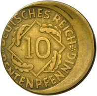 05395 Weimarer Republik: ERROR Coin / Fehlprägung 10 Rentenpfennig 1924 E Dezentriert. - Autres & Non Classés