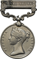 05459 Medaillen Alle Welt: Indien-Victoria 1837-1901: India General Service Silbermedaille; 1 Clasp: Burma 1887-89; 36 M - Sin Clasificación