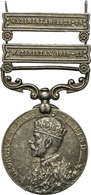 05463 Medaillen Alle Welt: Indien-Georg V. 1910-1936: India General Service Silbermedaille; 2 Clasps: Waziristan 1919-21 - Unclassified