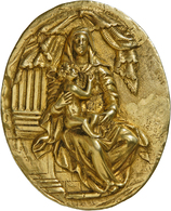 05521 Medaillen - Religion: Süddeutschland: Ovale Silberguss – Plakette, Vergoldet,  „Madonna Mit Kind&ldquo - Non Classés