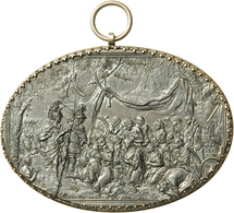 05522 Medaillen - Religion: Ovale Eisenguss-Plakette „Alexander Magnus Sieg über Darius“, Alexanders Begleit - Non Classés