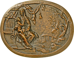 05527 Medaillen - Religion: Süddeutschland: Ovale Bronzeguss–Plakette „Madonna Mit Kind“, Nach Vorlage - Non Classés