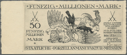 05789 Weimarer Republik: Staatliche Porzellanmanufaktur Meissen: 50 Millionen Mark 15.08.1923 Nr. 890, 100 Millionen Mar - Altri & Non Classificati