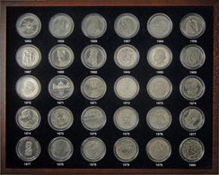 05794 Deutschland Ab 1945: Gedenkmünzen - 5 Deutsche D-Mark 1952-1986 Komplett (43 Stück), In Hochwertiger Holzkassette, - Collections