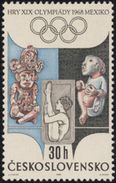 Czechoslovakia / Stamps (1968) 1671: XIX. Summer Olympics Mexico 1968 (Mexican Statuettes, Gymnast); Painter: J. Liesler - Verano 1968: México