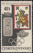 Czechoslovakia / Stamps (1968) 1672: XIX. Summer Olympics Mexico 1968 (Mexican Relief, Runner); Painter: Josef Liesler - Verano 1968: México