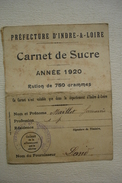 Guerre 14-18 CARNET DE SUCRE 1920 VILLE DE TOURS 37 INDRE ET LOIRE - 1914-18