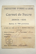 Guerre 14-18 CARNET DE SUCRE 1920 VILLE DE TOURS 37 INDRE ET LOIRE - 1914-18