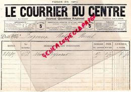 87 - LIMOGES- LE COURRIER DU CENTRE -18 RUE DU CENTRE-DESIGNATION INSERION PUBLICITES -FEIGNEUX NOTAIRE NIEUL-1915 - Printing & Stationeries