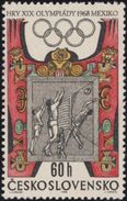 Czechoslovakia / Stamps (1968) 1673: XIX. Summer Olympics Mexico 1968 (Ornament, Volleyball Players) Painter: J. Liesler - Verano 1968: México