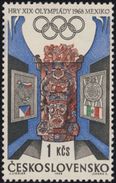 Czechoslovakia / Stamps (1968) 1674: XIX. Summer Olympics Mexico 1968 (Old Mexican Art, Flags) Painter: Josef Liesler - Verano 1968: México