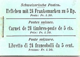 SWITZERLAND, 1905, Booklet Mi 0-5, 1.20 Fr - Booklets