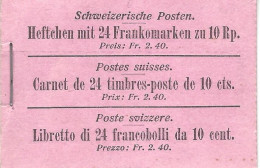 SWITZERLAND, 1907, Booklet Mi 0-6, 2.40 Fr - Carnets