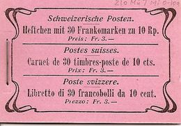 SWITZERLAND, 1909, Booklet Mi 0-10a, 3.00 Fr - Booklets