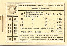SWITZERLAND, 1921 Booklet Mi 17,  4.00 Fr - Booklets