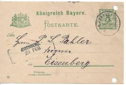 Bavaria 1901-03 Postkarte (o) P56 II/02 (Duerkheim-Eisenberg 20.FEB.02) - Other & Unclassified