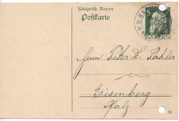 Bavaria 1911 Postkarte (o) P87/02 (K.B.Bahnpost-Eisenberg 9.JUL.12) - Other & Unclassified