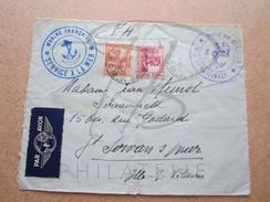 VEND TIMBRES DE TUNISIE N°124+136, CACHETS "POSTES AUX ARMEES"+"PORT DE BIZERTE"+"SERVICE A LA MER" , SUR FACADE !!! - Covers & Documents