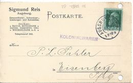 Bavaria 1914 P.Postkarte (Sigmund Reis) (o) Augsburg-Eisenberg 28.FEB.14 - Autres & Non Classés