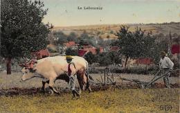 Thème: Agriculture. Battage. Moisson. Boeufs Et Laboureur .  Non Localisé    (voir Scan) - Wagengespanne