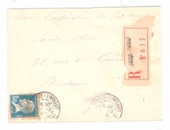 Lettre Recommandée De LAROQUE TIMBAUT, Lot Et Garonne, Type Pasteur 1 F 50 Bleu N° 181 Seul > Bordeaux , 1926, TB - Postal Rates