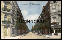 ALTE POSTKARTE BERLIN NEUKÖLLN JULIUSSTRASSE ECKE HERMANNSTRASSE ECKKNEIPE Berliner Kindl Postcard Ansichtskarte AK Cpa - Neukoelln