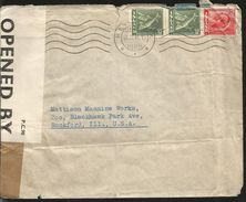 J) 1941 ICELAND, FISHES, OPENED BY EXAMINER, MULTIPLE STAMPS, CIRCULATED COVER, FROM ICELAND TO USA - Storia Postale