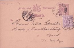 Württemberg Post, Entier Postal + Timbre, Stuttgart - Basel Suisse (30.3.86) - Autres & Non Classés