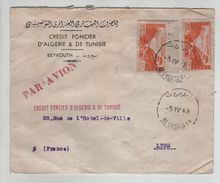 Crédit Foncier Algérie Tunisie Beyrouth Par Avion Lyon 1948 - Non Classés