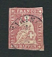 SVIZZERA 1854 - Helvetia Seduta 15 R. Rosa. - Mi:CH 15 - Used Stamps