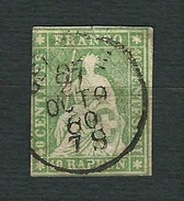 SVIZZERA 1854 - Helvetia Seduta 40 C Verde. - Mi:CH 17 - Usados