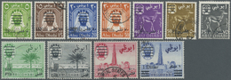 O Abu Dhabi: 1966, Revaluation Overprints, Complete Set Of Eleven Values Commercially Used, Few Slight Marks/postal Wear - Abu Dhabi