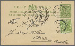 GA Aden: 1897/1898, Incoming Mail From KUT/British East Africa, Uprated Stationery Card ½a. Green From "MOMBASA DE 22 97 - Yemen