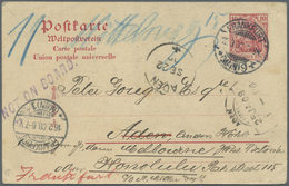 GA Aden: 1908, "ADEN SE 22 07" Transit On Germany UPU Card 10 Pf. "Frankfurt 12.09.07" To Ship  Passenger Then Fwd. W. T - Yémen