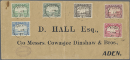 Aden: 1937 (1.4.), Dhow Definitives Complete Set To 10r. On Front And Reverse Of Cover Used On First Day Within Aden, Ve - Yémen