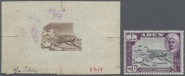 ** Aden - Qu'aiti State In Hadhramaut: 1955, Definitive 1s. 'Fisheries' DIE PROOF Of The Central Vignette In BROWN (inst - Yémen