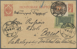 GA Aserbaidschan (Azerbaydjan): 1922/23, Azerbaidjan 5000 R. With Russia 1 R. Tied "BAKU 6.6.23" To Card 3 M. To Basel/S - Azerbaïjan