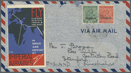 Br Bahrain: 1930's/1975: Three Airmail Covers To England Including Cover Franked 1934-37 KGV. 2a. And ½a. With Imperial - Bahreïn (1965-...)