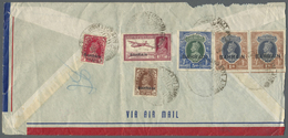 Br Bahrain: 1941 Censored Airmail Cover To Pasadena, Ca., U.S.A. "VIA AIRMAIL/INDIA_HONGKONG/& USA" (handstamp In Violet - Bahrein (1965-...)