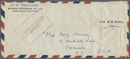 Br Bahrain: 1942 Airmail Cover To The U.S.A. Franked On Back By 1938-41 KGVI. 12a., 3a6p. And 1r. Pair All Tied By Bahra - Bahreïn (1965-...)