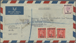 Br Bahrain: Registered Air Mail Envelope Addressed To England Bearing SG 52, 1a On 1d Pale Scarlet (3) And SG 57, 6a On - Bahrein (1965-...)