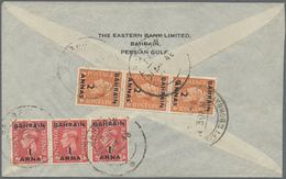 Br Bahrain: 1948. Registered Air Mail Envelope Addressed To Bombay Bearing SG 52, 1a On 1d Pale Red (3) And SG 54, 2a On - Bahreïn (1965-...)