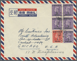Br Bahrain: 1949. Air Mail Envelope Addressed To The United States Bearing SG 52, 1a On 1d Pale Scarlet And SG 56, 3a On - Bahrain (1965-...)